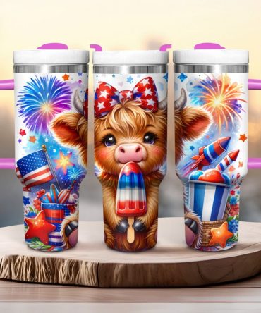 Patriot Usa Baby Highland Cow Custom Stanley Quencher 40Oz Stainless Steel Tumbler With Handle