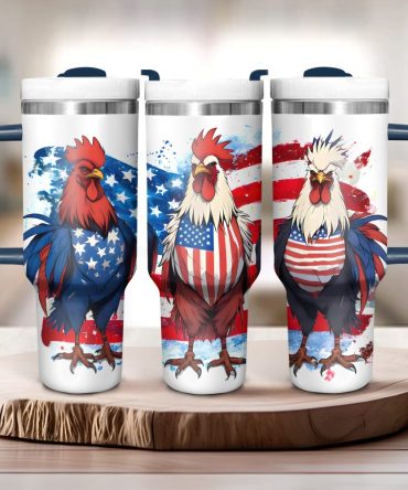 Patriot Usa Chickens Custom Stanley Quencher 40Oz Stainless Steel Tumbler With Handle