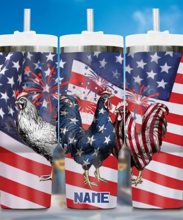 Patriotic Chicken Usa Custom Stanley Quencher 40Oz Stainless Steel Tumbler With Handle