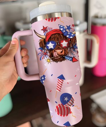 Patriotic Cow Custom Stanley Quencher 40Oz Stainless Steel Tumbler