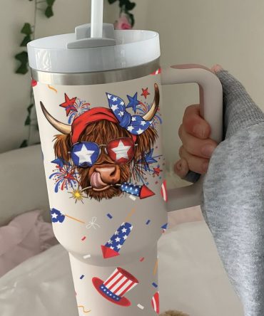 Patriotic Cow Custom Stanley Quencher 40Oz Stainless Steel Tumbler