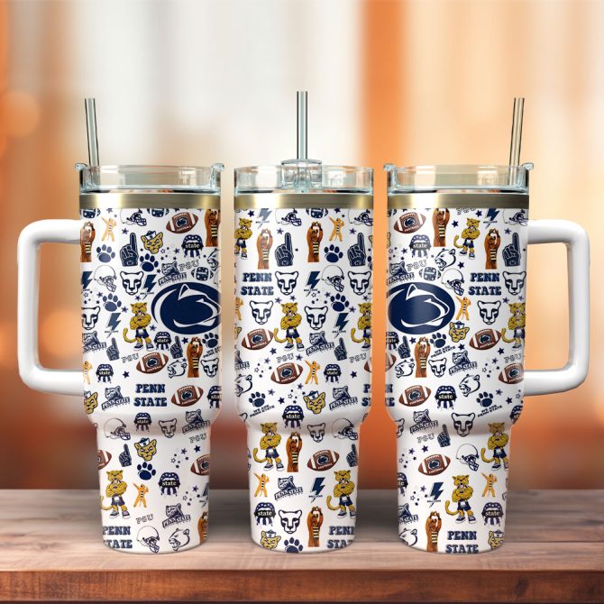Penn State Nittany Lions Ncaa Sports Custom Stanley Quencher 40Oz Stainless Steel Tumbler With Handle