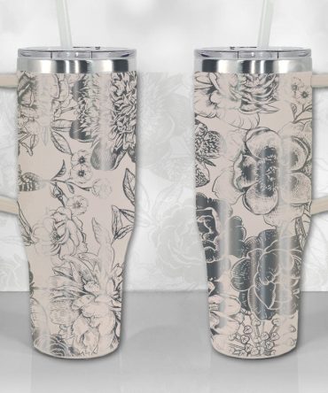 Peonies And Roses Floral Custom Stanley Quencher 40Oz Stainless Steel Tumbler