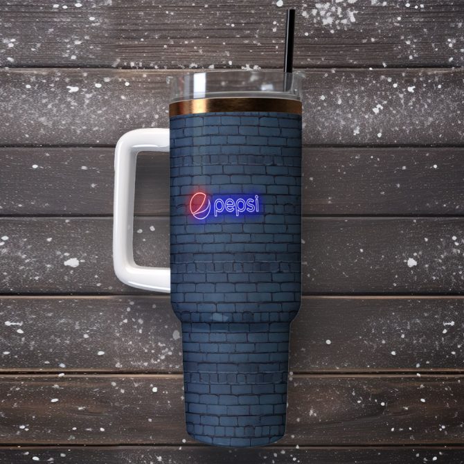 Pepsi Drinks Custom Stanley Quencher 40Oz Stainless Steel Tumbler With Handle - Image 2
