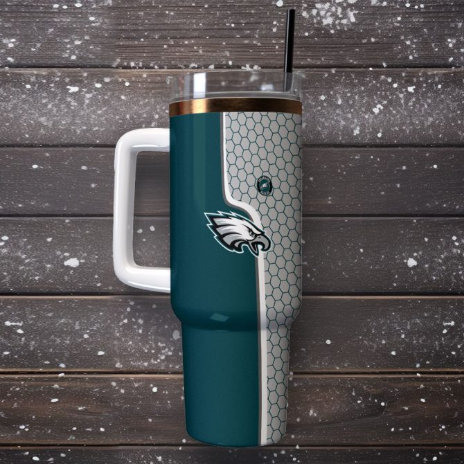 Philadelphia Eagles Nfl Custom Stanley Quencher 40Oz Stainless Steel Tumbler With Handle - Image 2