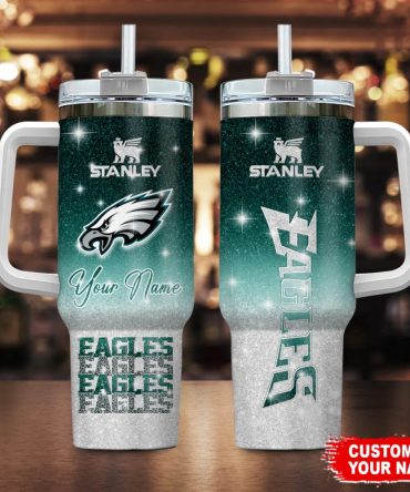 Philadelphia Eagles Nfl Custom Stanley Quencher 40Oz Stainless Steel Tumbler With Handle