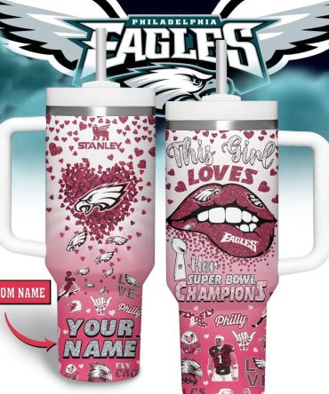 Philadelphia Eagles Nfl Sports Custom Stanley Quencher 40Oz Stainless Steel Tumbler With Handle