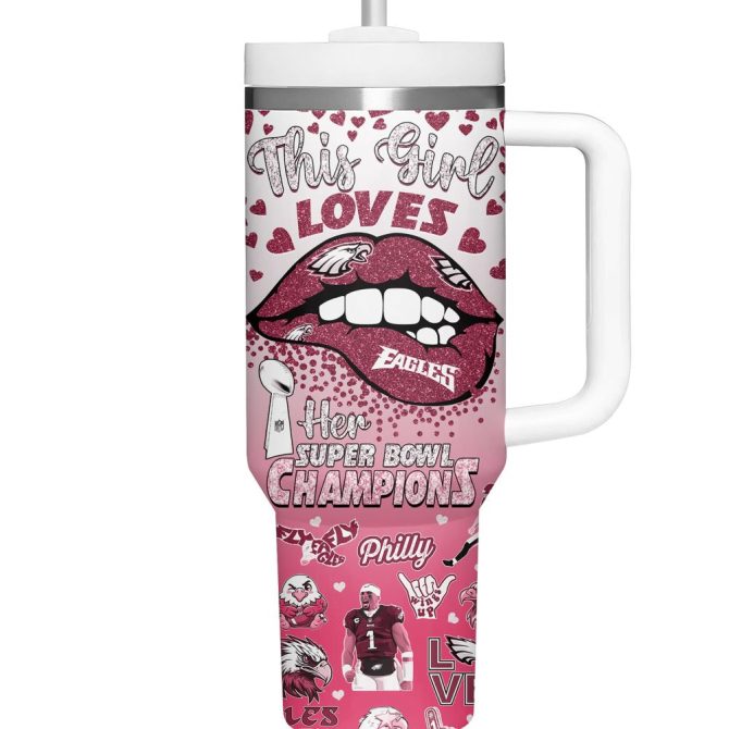 Philadelphia Eagles Nfl Sports Custom Stanley Quencher 40Oz Stainless Steel Tumbler With Handle - Image 4