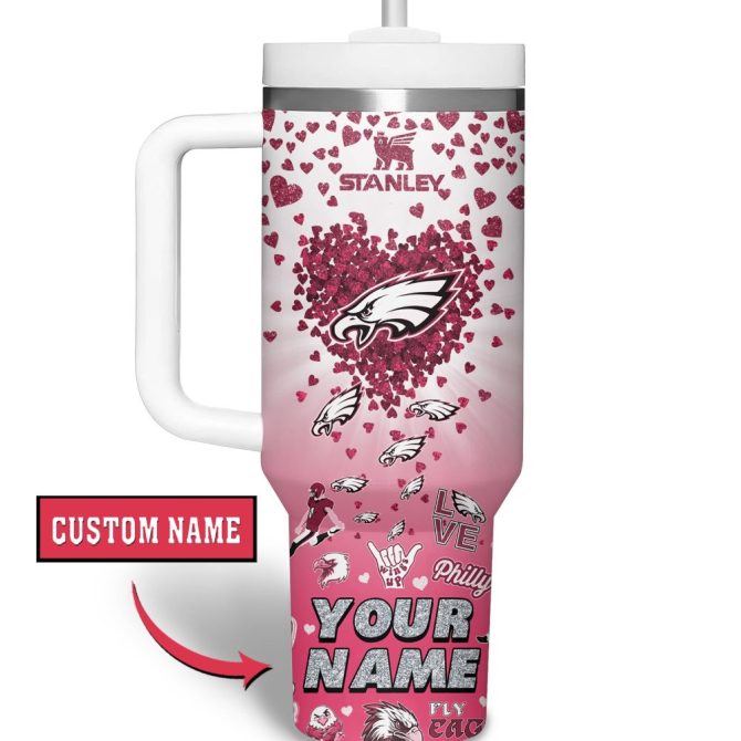 Philadelphia Eagles Nfl Sports Custom Stanley Quencher 40Oz Stainless Steel Tumbler With Handle - Image 3
