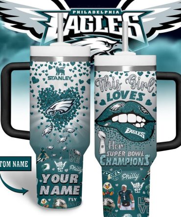 Philadelphia Eagles Nfl Sports Custom Stanley Quencher 40Oz Stainless Steel Tumbler With Handle