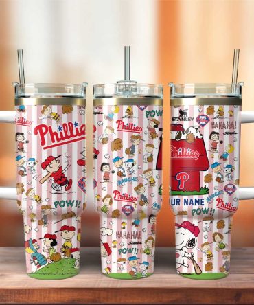 Philadelphia Phillies X Peanuts Mlb Custom Stanley Quencher 40Oz Stainless Steel Tumbler With Handle