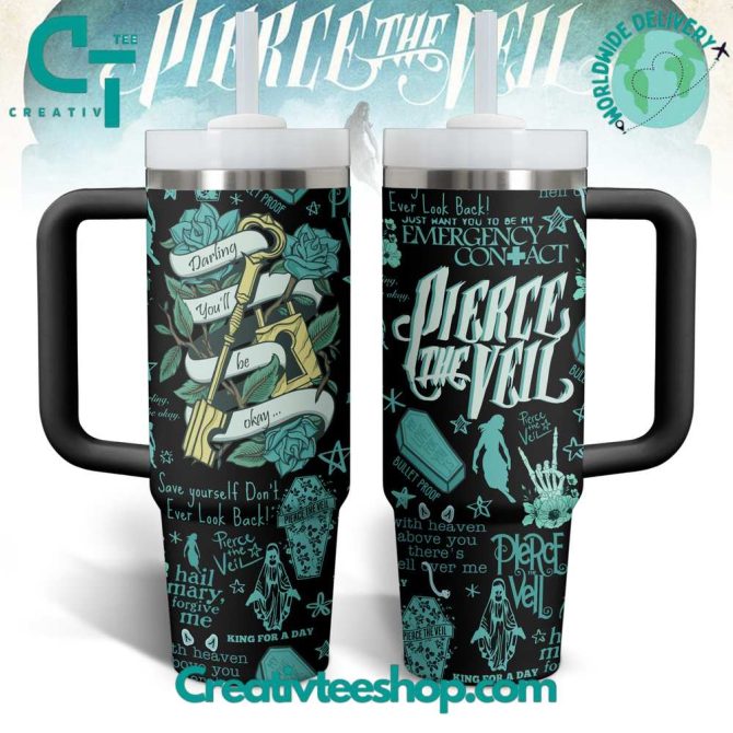 Pierce The Veil Music Custom Stanley Quencher 40Oz Stainless Steel Tumbler With Handle