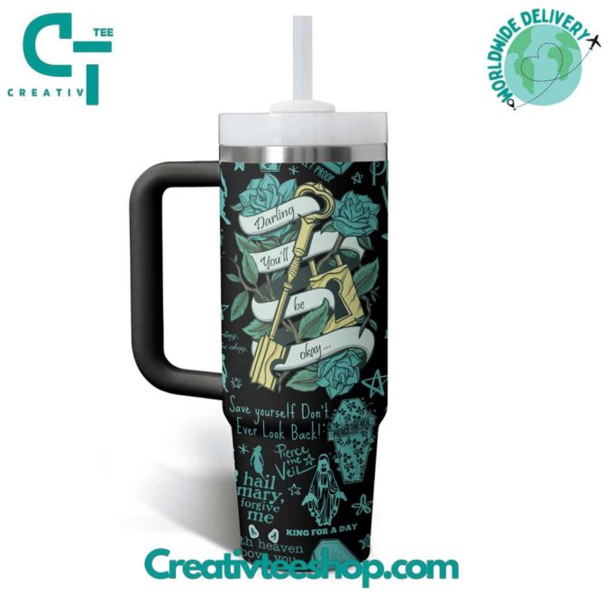 Pierce The Veil Music Custom Stanley Quencher 40Oz Stainless Steel Tumbler With Handle - Image 2