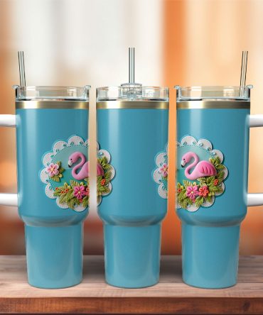 Pink Flamingo Custom Stanley Quencher 40Oz Stainless Steel Tumbler With Handle