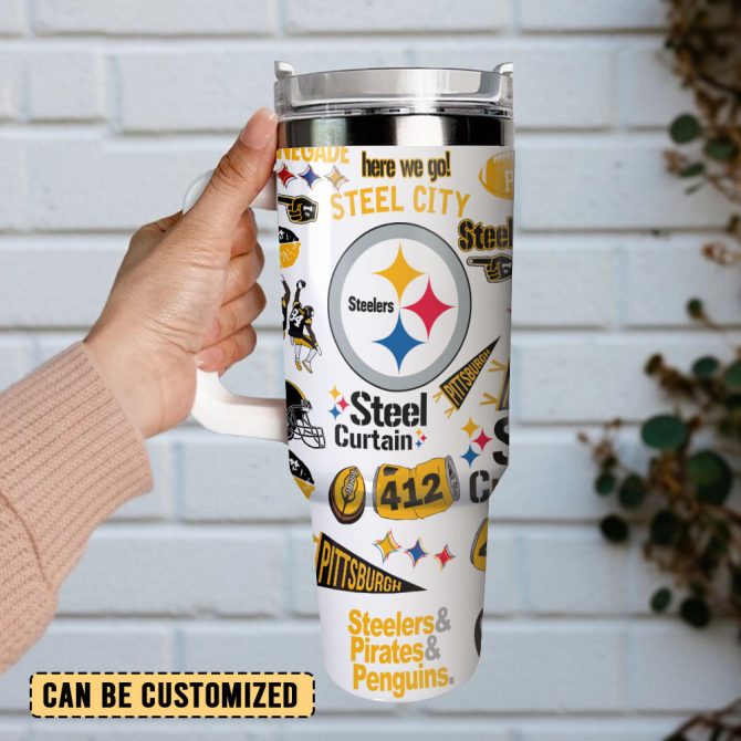 Pittsburgh Steelers Nfl Custom Stanley Quencher 40Oz Stainless Steel Tumbler With Handle - Image 3