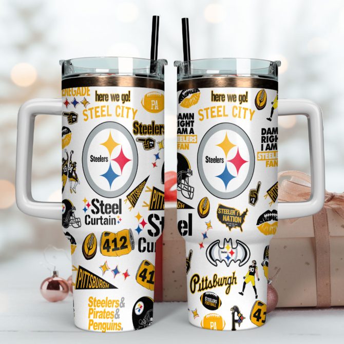 Pittsburgh Steelers Nfl Custom Stanley Quencher 40Oz Stainless Steel Tumbler With Handle - Image 4