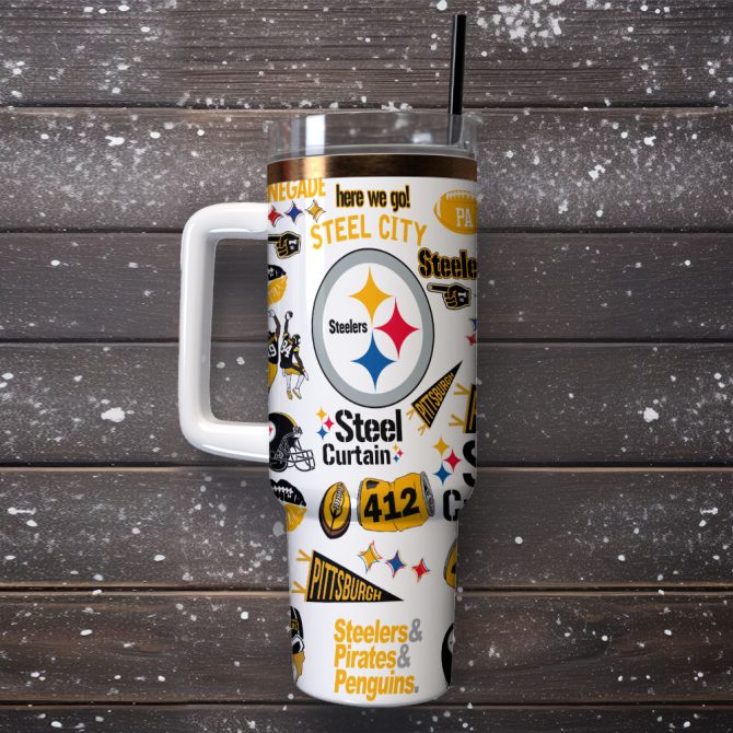 Pittsburgh Steelers Nfl Custom Stanley Quencher 40Oz Stainless Steel Tumbler With Handle - Image 2