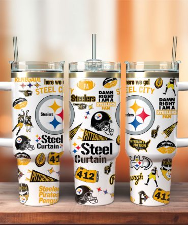 Pittsburgh Steelers Nfl Custom Stanley Quencher 40Oz Stainless Steel Tumbler With Handle