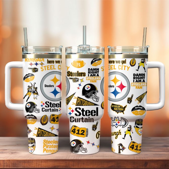 Pittsburgh Steelers Nfl Custom Stanley Quencher 40Oz Stainless Steel Tumbler With Handle