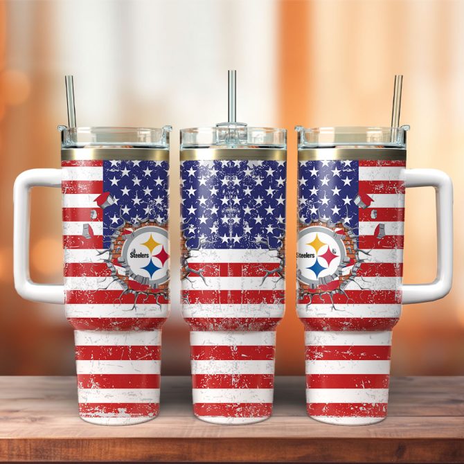 Pittsburgh Steelers Nfl Sports Custom Stanley Quencher 40Oz Stainless Steel Tumbler With Handle