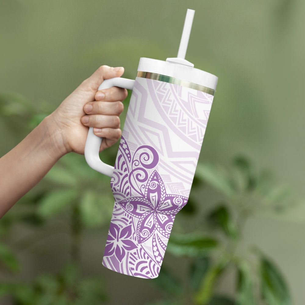 Plumeria Flowers Custom Stanley Quencher 40Oz Stainless Steel Tumbler - Image 4