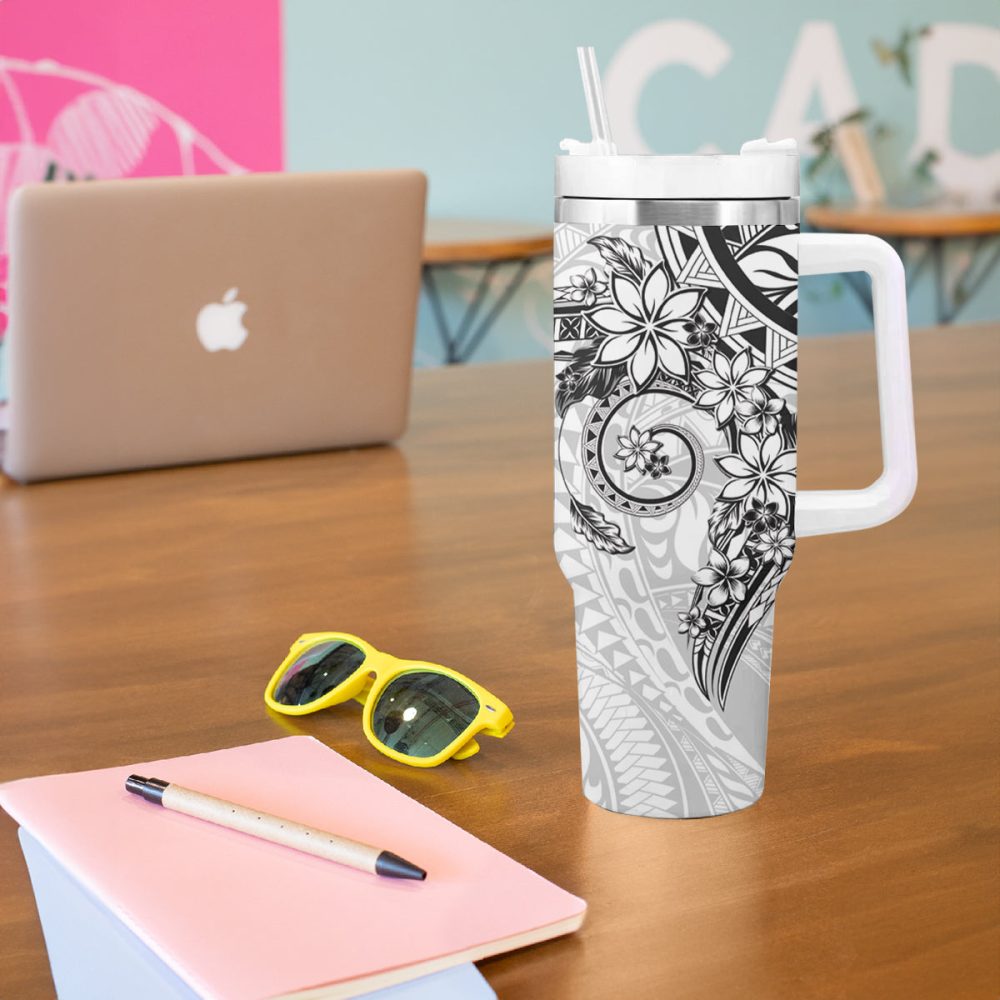 Plumeria Flowers Custom Stanley Quencher 40Oz Stainless Steel Tumbler - Image 6