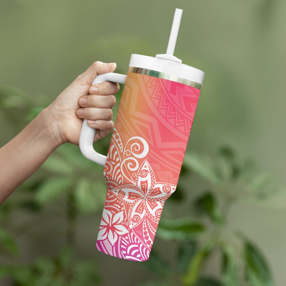 Plumeria Flowers Custom Stanley Quencher 40Oz Stainless Steel Tumbler - Image 4