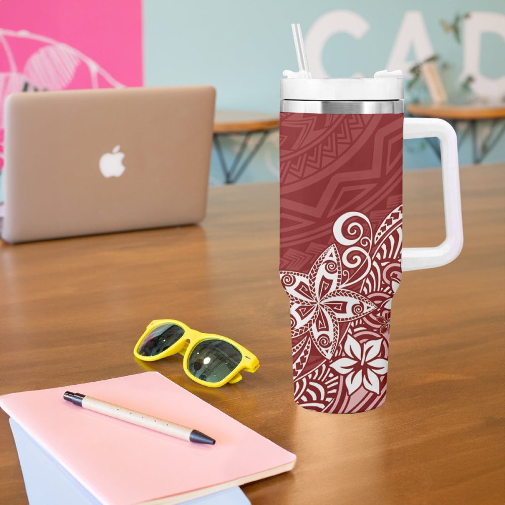 Plumeria Flowers Custom Stanley Quencher 40Oz Stainless Steel Tumbler - Image 6