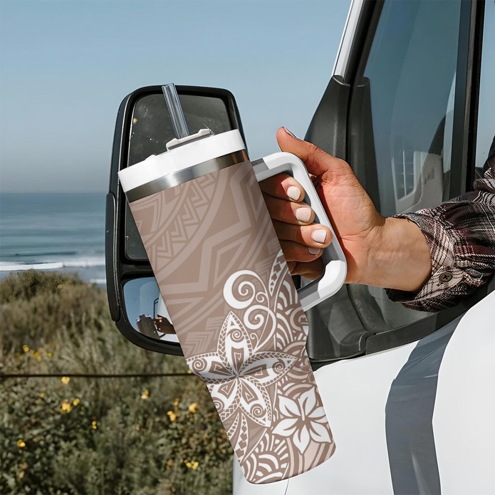 Plumeria Flowers Custom Stanley Quencher 40Oz Stainless Steel Tumbler - Image 8