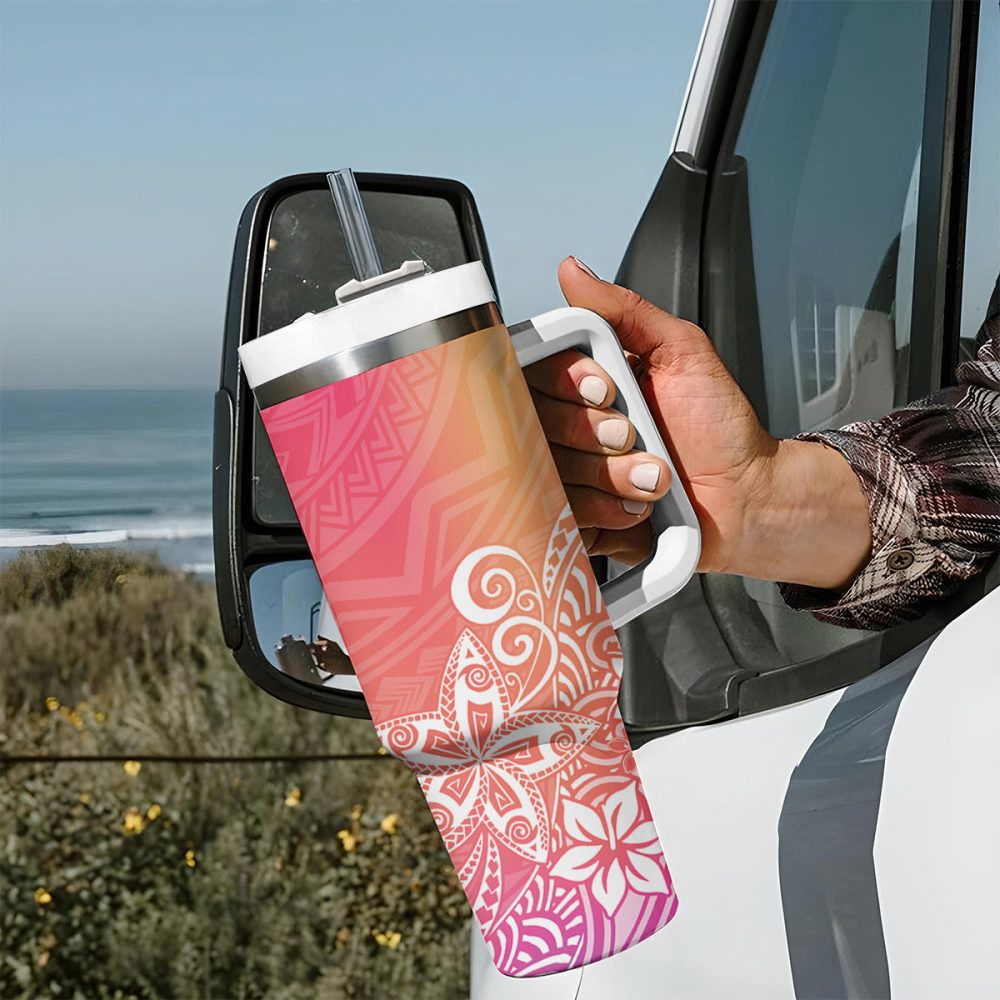 Plumeria Flowers Custom Stanley Quencher 40Oz Stainless Steel Tumbler - Image 8