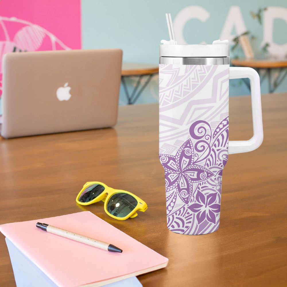 Plumeria Flowers Custom Stanley Quencher 40Oz Stainless Steel Tumbler - Image 6