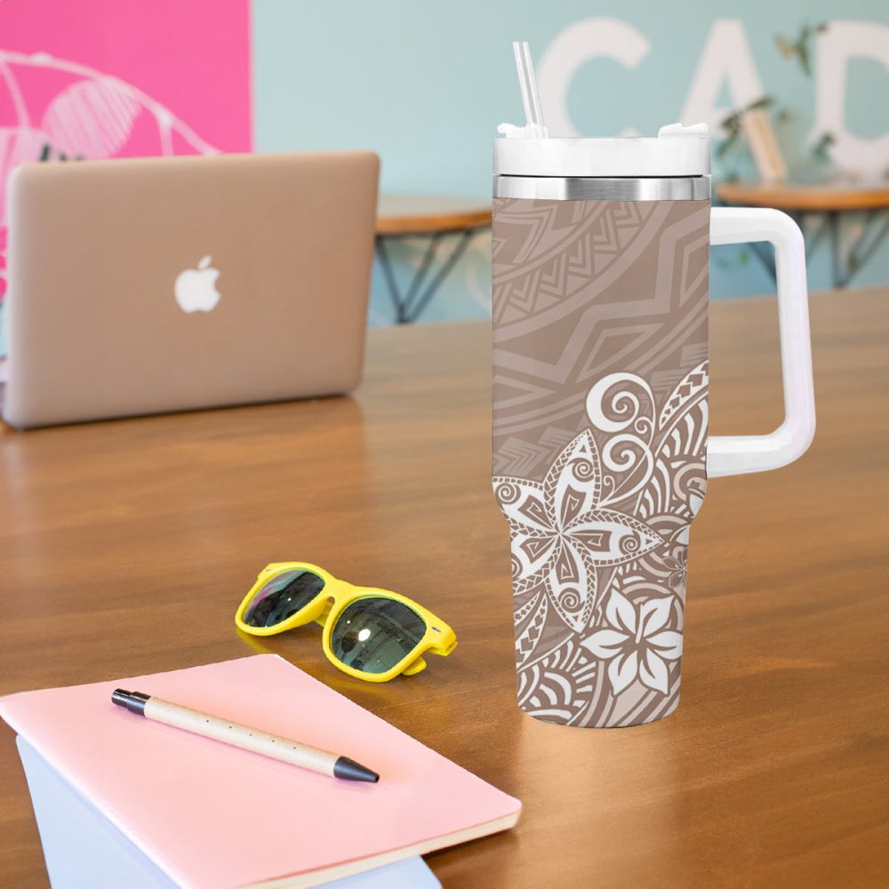 Plumeria Flowers Custom Stanley Quencher 40Oz Stainless Steel Tumbler - Image 6
