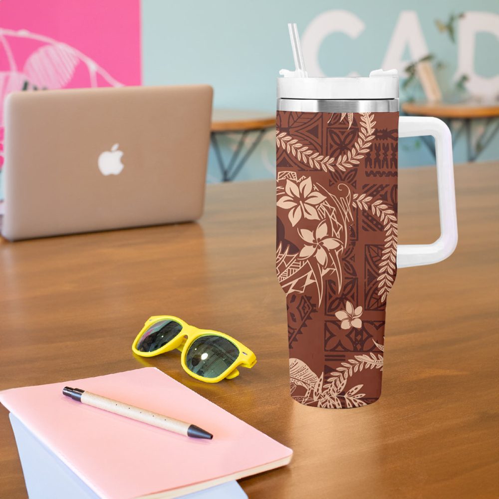 Plumeria Flowers Custom Stanley Quencher 40Oz Stainless Steel Tumbler - Image 6