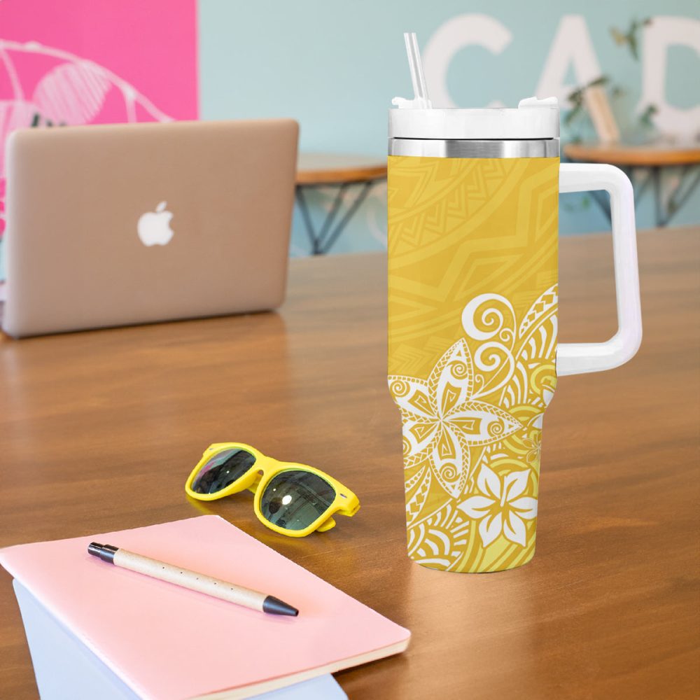 Plumeria Flowers Custom Stanley Quencher 40Oz Stainless Steel Tumbler - Image 6