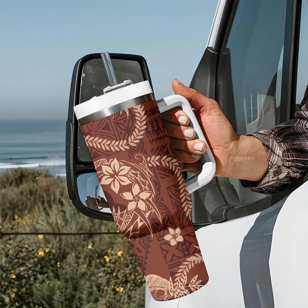Plumeria Flowers Custom Stanley Quencher 40Oz Stainless Steel Tumbler - Image 8