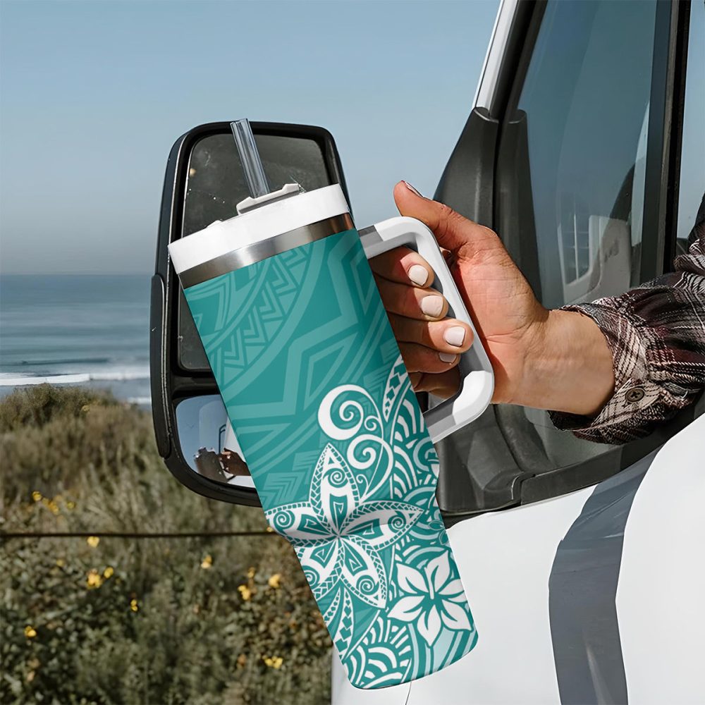 Plumeria Flowers Custom Stanley Quencher 40Oz Stainless Steel Tumbler - Image 8