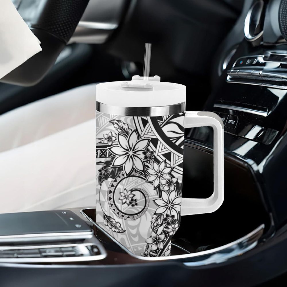 Plumeria Flowers Custom Stanley Quencher 40Oz Stainless Steel Tumbler - Image 9