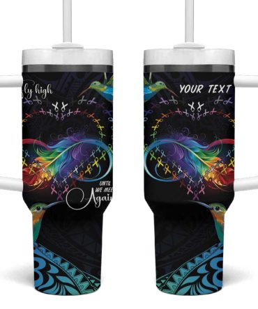 Polynesian Cancers Awareness Hummingbird Fly High Until We Meet Again Custom Stanley Quencher 40Oz Stainless Steel Tumbler With Handle