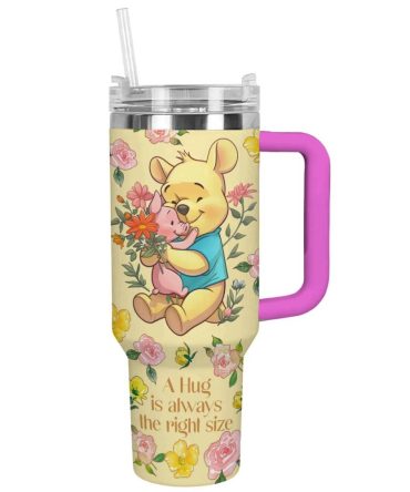 Pooh A Hug Custom Stanley Quencher 40Oz Stainless Steel Tumbler With Handle