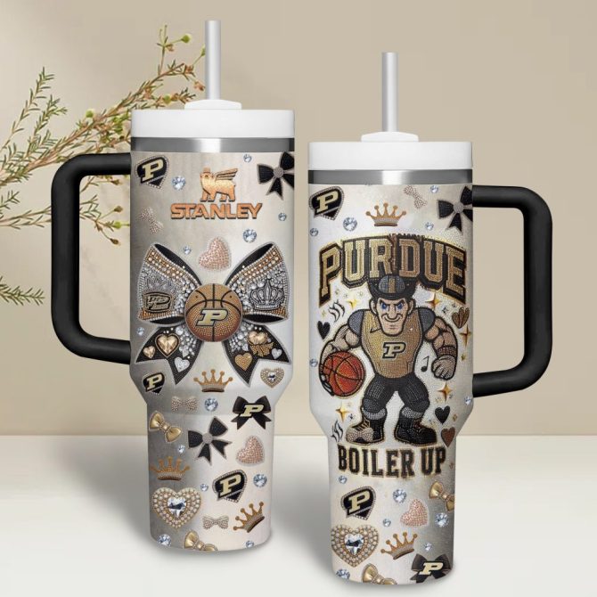 Purdue Boilermakers Ncaa Custom Stanley Quencher 40Oz Stainless Steel Tumbler With Handle - Image 3