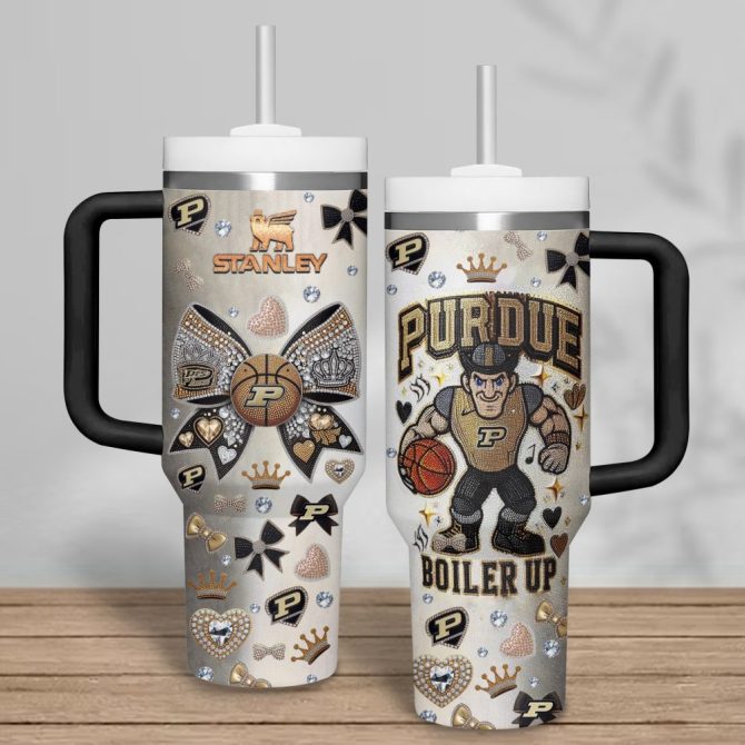 Purdue Boilermakers Ncaa Custom Stanley Quencher 40Oz Stainless Steel Tumbler With Handle - Image 4