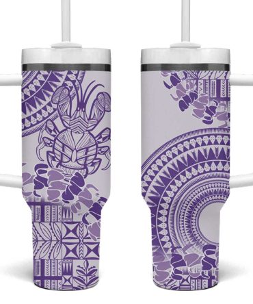 Purple Niue Language Week The Rock Coconut Crab Siapo Custom Stanley Quencher 40Oz Stainless Steel Tumbler With Handle