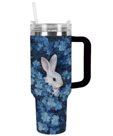 Rabbit Custom Stanley Quencher 40Oz Stainless Steel Tumbler With Handle