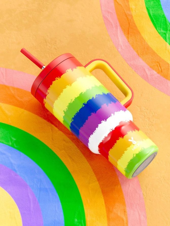 Rainbow Colorful Custom Stanley Quencher 40Oz Stainless Steel Tumbler With Handle