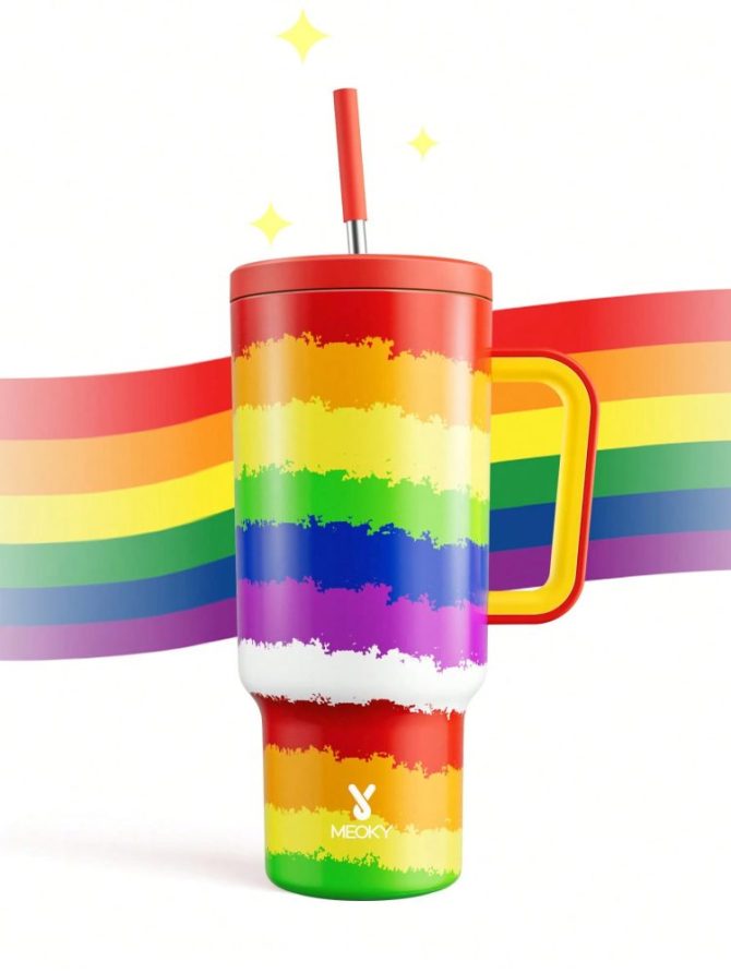 Rainbow Colorful Custom Stanley Quencher 40Oz Stainless Steel Tumbler With Handle - Image 2