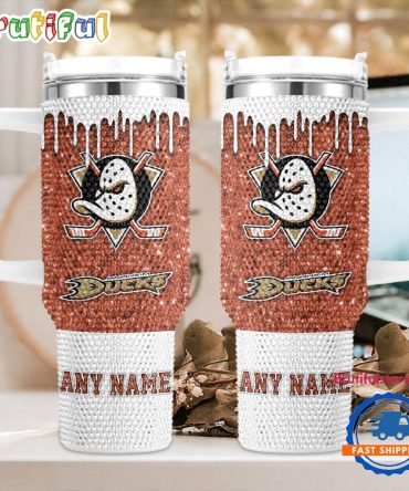 Rhinestone Bling Anaheim Ducks Nhl Sports Custom Stanley Quencher 40Oz Stainless Steel Tumbler With Handle
