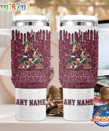 Rhinestone Bling Arizona Coyotes Nhl Sports Custom Stanley Quencher 40Oz Stainless Steel Tumbler With Handle