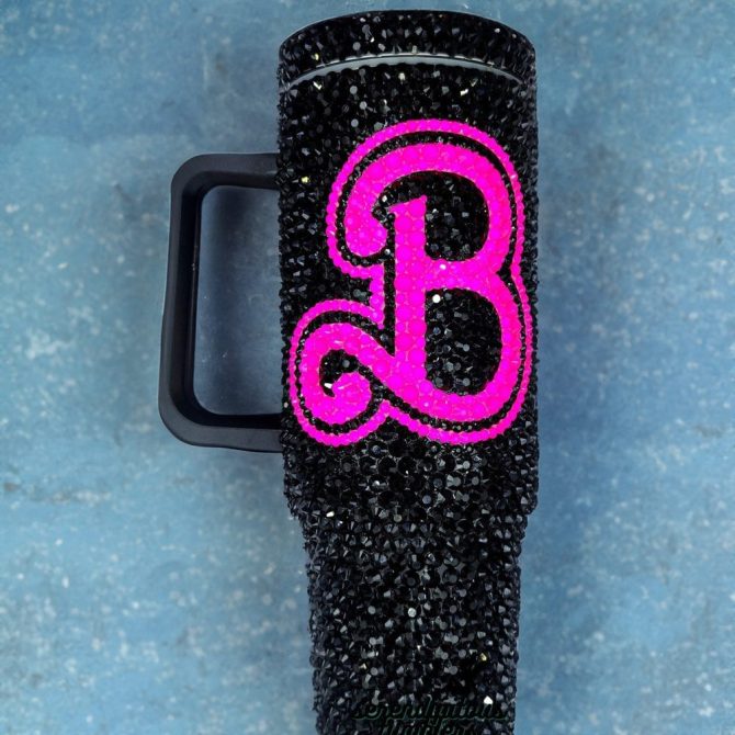 Rhinestone Bling Barbie Doll Cartoon Custom Stanley Quencher 40Oz Stainless Steel Tumbler With Handle - Image 2