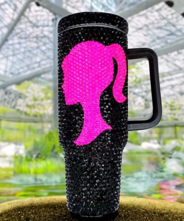 Rhinestone Bling Barbie Doll Cartoon Custom Stanley Quencher 40Oz Stainless Steel Tumbler With Handle