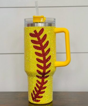 Rhinestone Bling Baseball Mlb Custom Stanley Quencher 40Oz Stainless Steel Tumbler With Handle